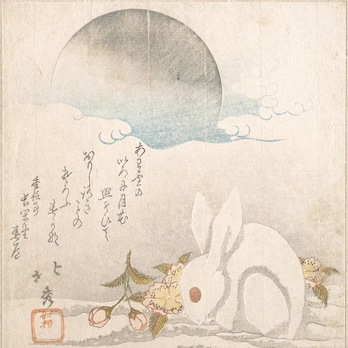 Rabbit in the Snow beneath the Moon, Katsushika Hokushū (1819)
The Metropolitan Museum of Art Collection (Public Domain)